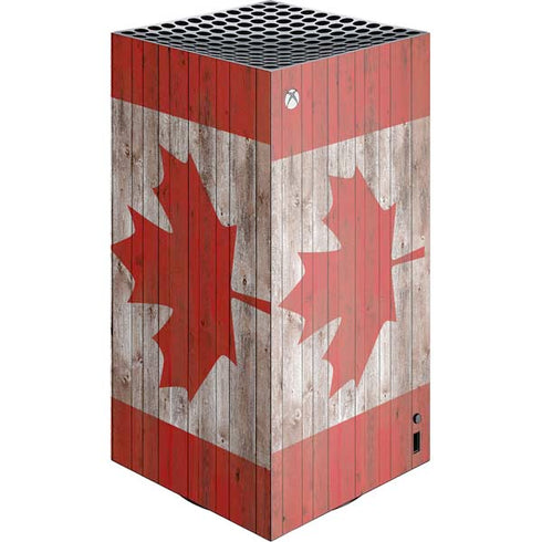 Canadian Flag Dark Wood Xbox Series X Skins